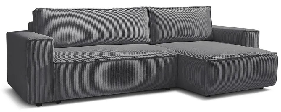 Тъмносив велурен разтегателен диван Nihad - Bobochic Paris