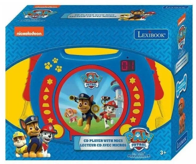 CD плейър LEXIBOOK RCDK100PA Paw Patrol, Жак за слушалки и дръжка за носене, LED, Караоке, Програмиране, Многоцветен