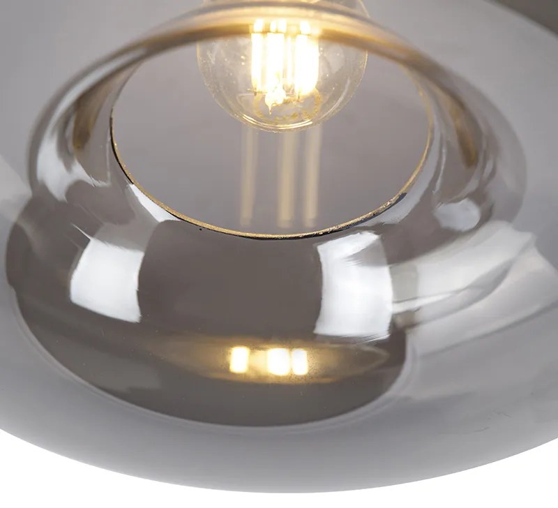 Таванна лампа в стил Арт Деко черна с опушено стъкло - Busa