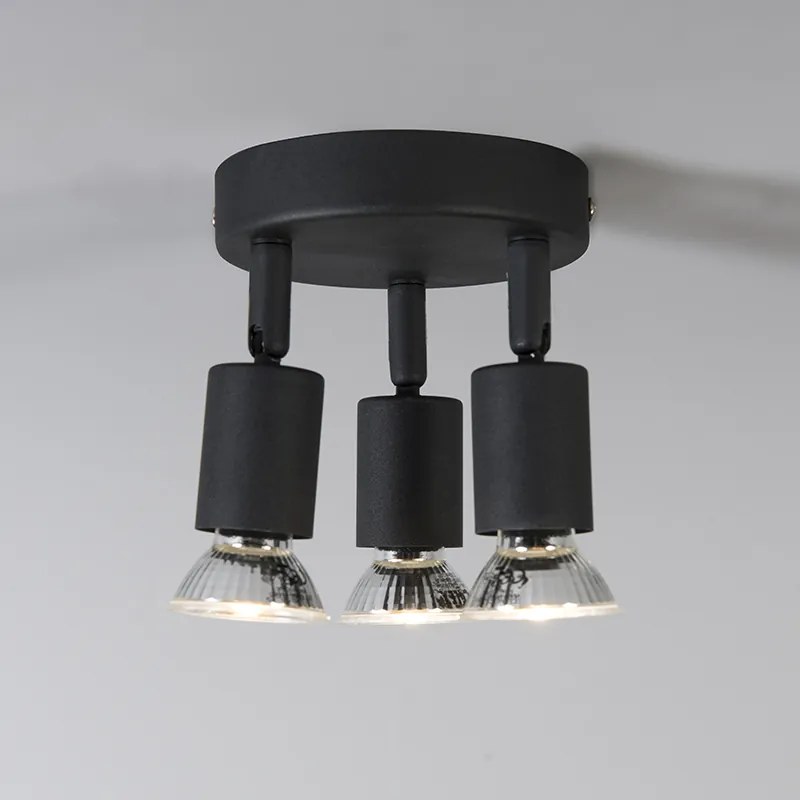 Индустриален прожектор черен наклоняем кръгъл 3-светлина - Jeany