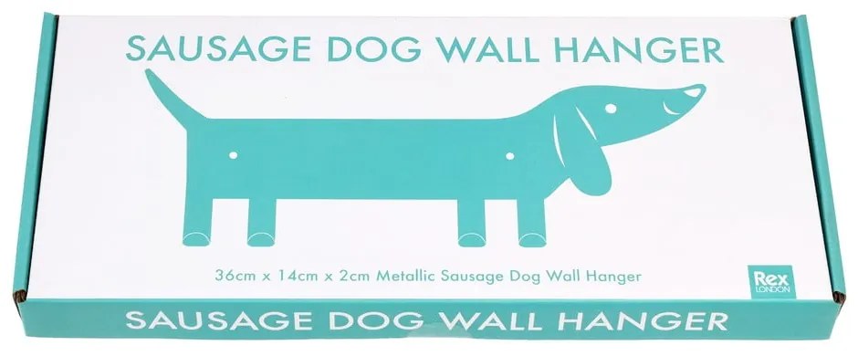 Тюркоазена метална стенна детска закачалка Sausage Dog – Rex London