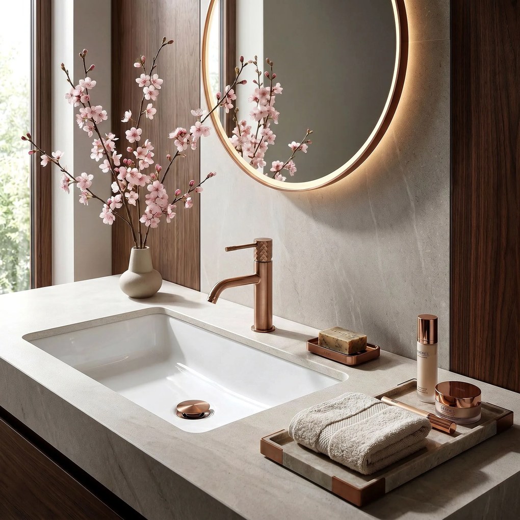 Смесител за мивка Rea Lungo Diamond Brush Copper