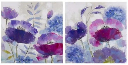 Картина DKD Home Decor Мак Shabby Chic (80 x 3,5 x 80 cm) (2 броя)