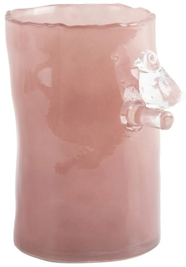 Розова стъклена ваза (височина 15 cm) Bird On Branch – PT LIVING