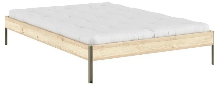 Двойно легло 160x200 cm от масивен бор без табла с включена подматрачна рамка в естествен цвят Core – Karup Design