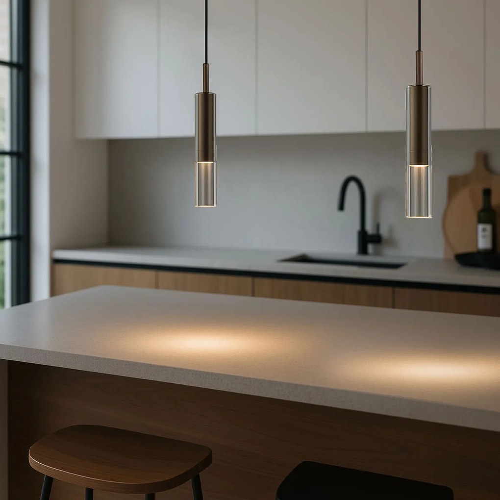 Модерен прожектор тъмен бронз с прозрачно стъкло за 1-фазна релсова система - Slimline Loyce