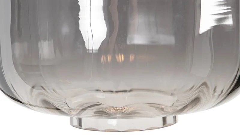 Дизайнерска подова лампа черна с опушено стъкло - Qara Down