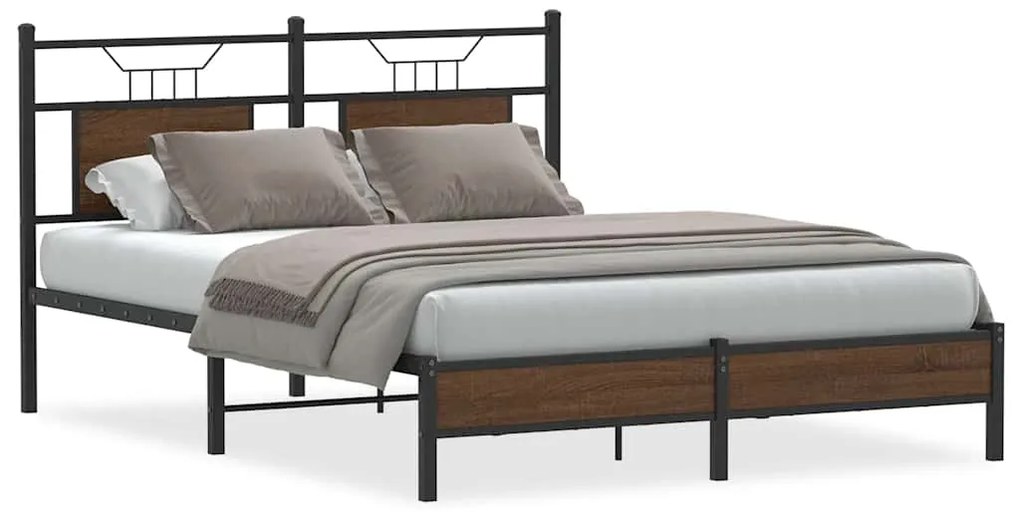 4107000 vidaXL Рамка за легло без матрак Кафяв дъб Инженерна дървесина