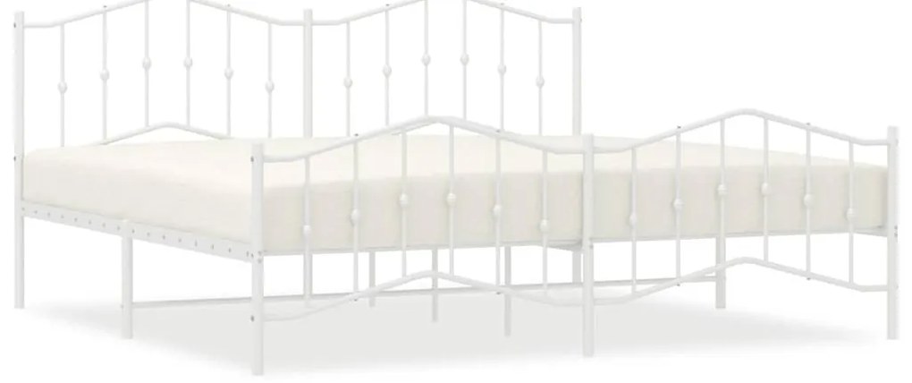 373862 vidaXL Метална рамка за легло с горна и долна табла, бяла, 193x203 см