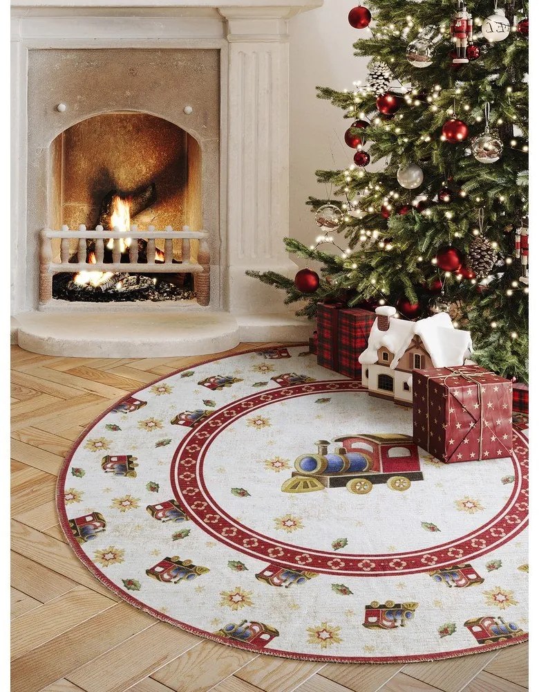 Червен кръгъл килим с коледен мотив ø 160 cm Toy's Delight Train – Villeroy&amp;Boch