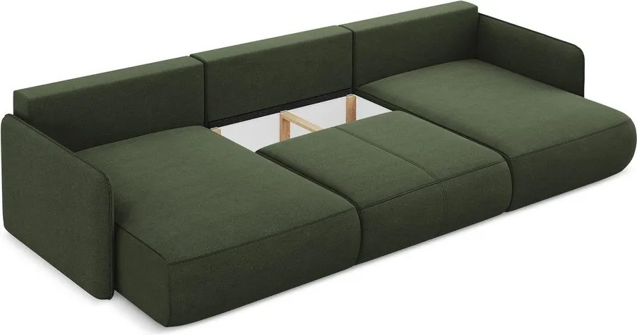 Зелен разтегателен ъглов диван с място за съхранение Nanea – Makamii