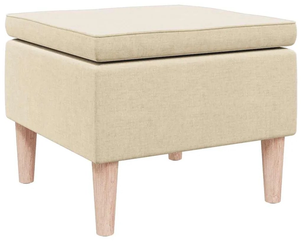 329455 vidaXL Табуретка с дървени крака, кремава, текстил