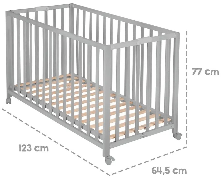 Сиво сгъваемо легло на колела 60x120 cm Fold up - Roba