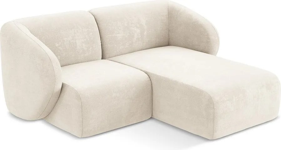 Бежов шенилов ъглов диван (десен ъгъл) Lani – Makamii