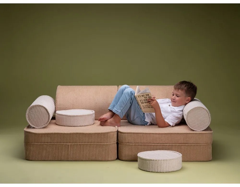 Светлокафяв детски диван от рипсено кадифе 132 cm Settee – Wigiwama