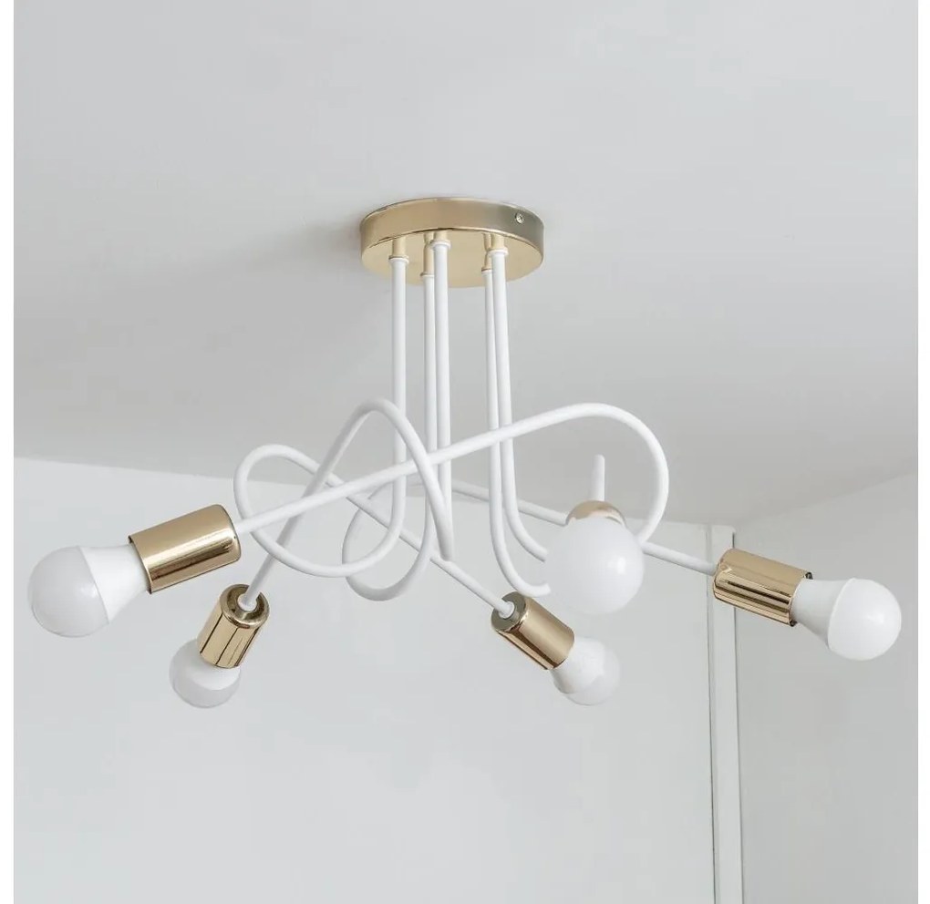 Плафонна лампа OXFORD 5xE27/15W/230V златисто/бяло