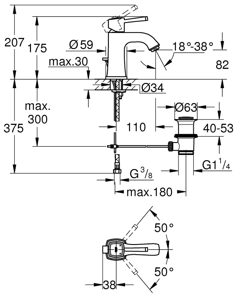 Кран за тоалетна Grohe Grandera