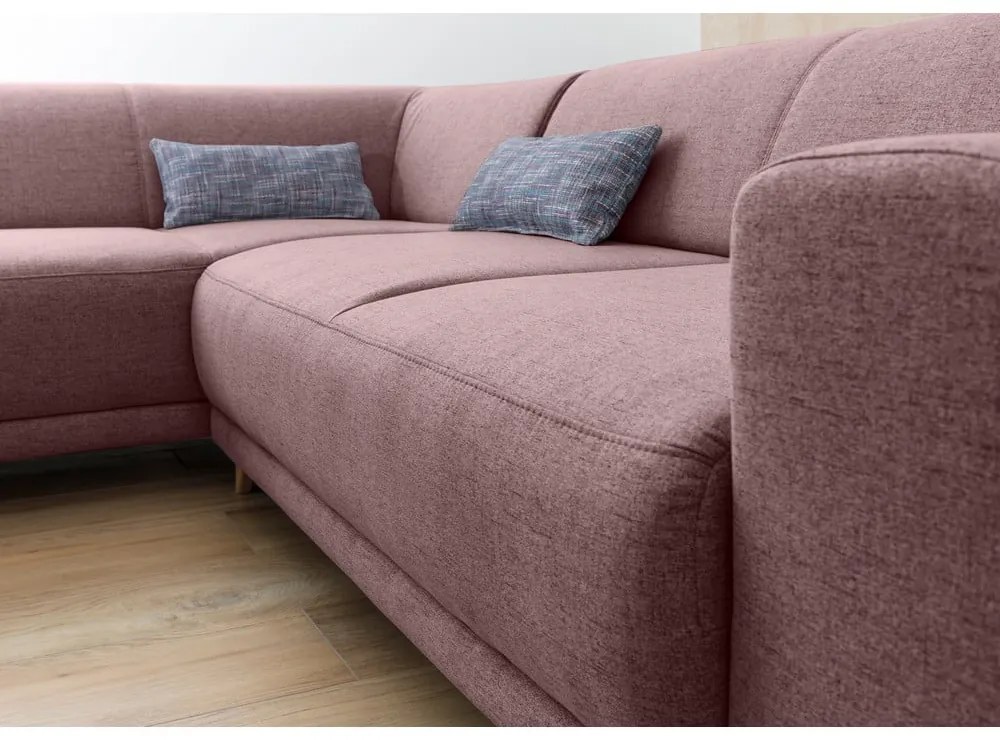 Розов разтегателен/с място за съхранение ъглов диван (ляв ъгъл/L форма) Classy Sophie – Miuform