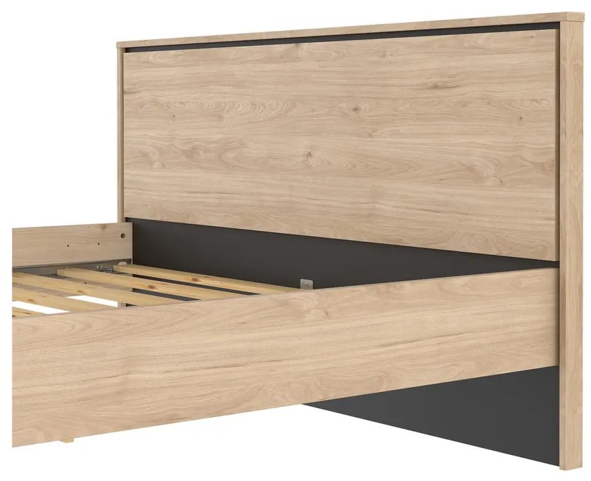 Двойно легло от дъбов декор с включена подматрачна рамка в естествен цвят 160x200 cm Ry – Tvilum