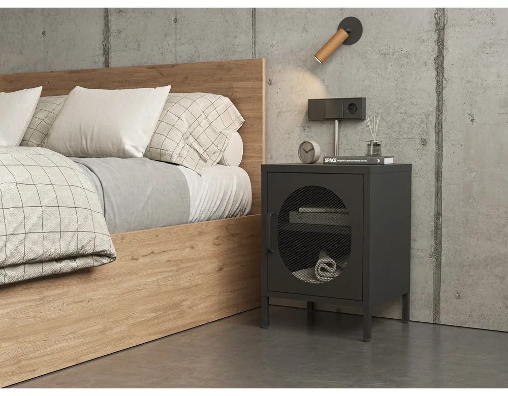 Черно метално нощно шкафче Diora – Marckeric