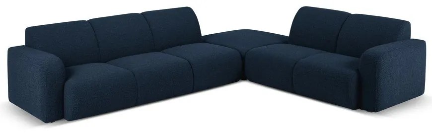 Тъмносин ъглов диван от плат букле (десен ъгъл) Molino - Micadoni Home