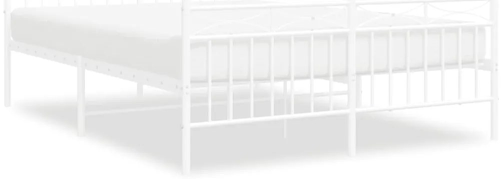 373757 vidaXL Метална рамка за легло с горна и долна табла, бяла, 135x190 см
