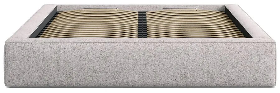 Бежово двойно легло 160x200 cm тапицирано с място за съхранение с включена подматрачна рамка Simon Darren – Micadoni