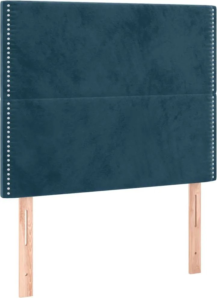 3116238 vidaXL Табла за легло, тъмносиня, 100x5x118/128 см, кадифе