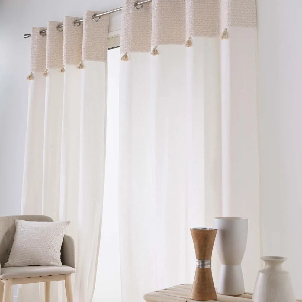 Бяло/бежово перде със смес от памук 140x240 cm Milano – douceur d'intérieur