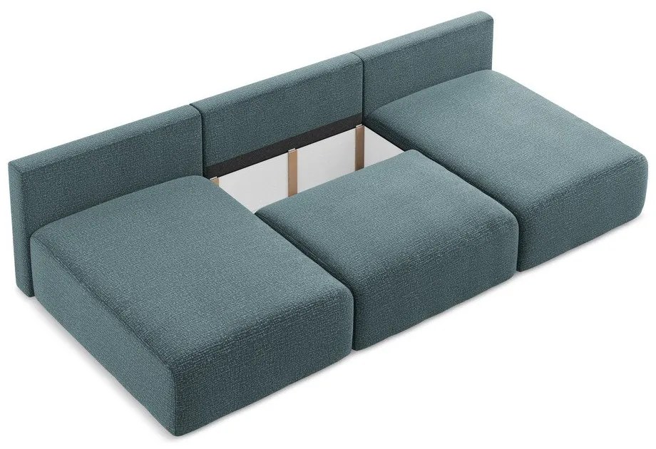 Тюркоазен разтегателен ъглов диван с място за съхранение Kalena – Makamii