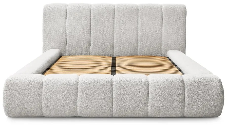 Светлосиво двойно легло 180x200 cm тапицирано с място за съхранение с включена подматрачна рамка Denali – Bobochic Paris