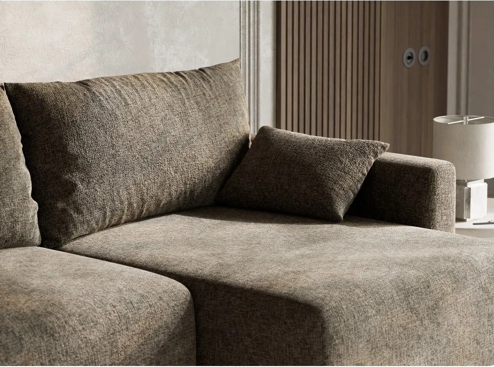 Кафяв шенилов сгъваем/с място за съхранение ъглов диван (десен ъгъл) Leon – Maison de Rêve