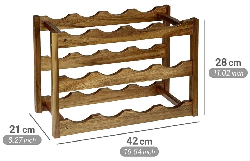 Стелаж за вино от масивна акация в естествен цвят брой бутилки 12 42x28x21 cm Fondi – Wenko