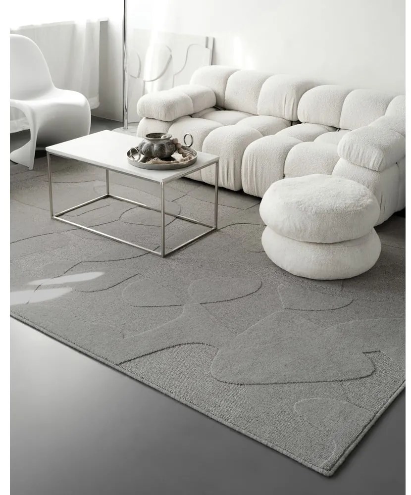 Сив вълнен килим 160x230 cm Morphic Botanica – Agnella