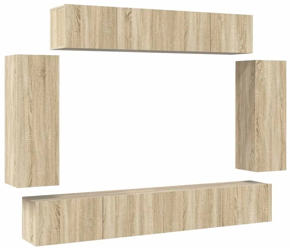 3079014 vidaXL Комплект ТВ шкафове от 6 части, дъб сонома, инженерно дърво
