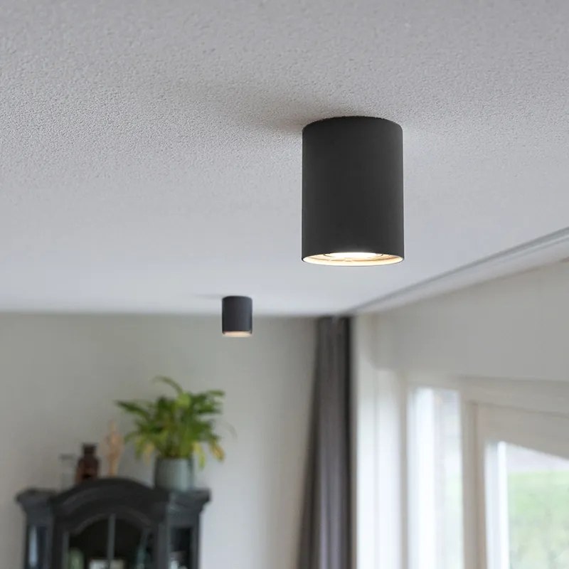 Интелигентен повърхностно монтиран прожектор черен със стомана, включващ WiFi GU10 - Rondoo Up