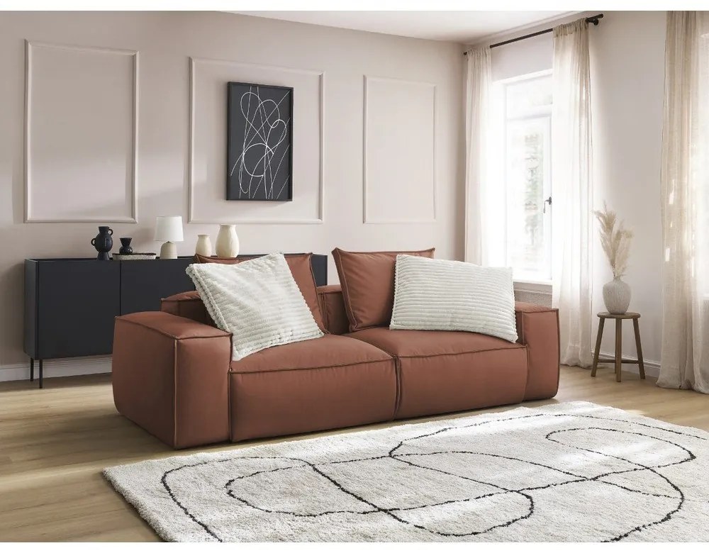 Тъмнокафяв диван от изкуствена кожа 260 cm Boheme – Bobochic Paris