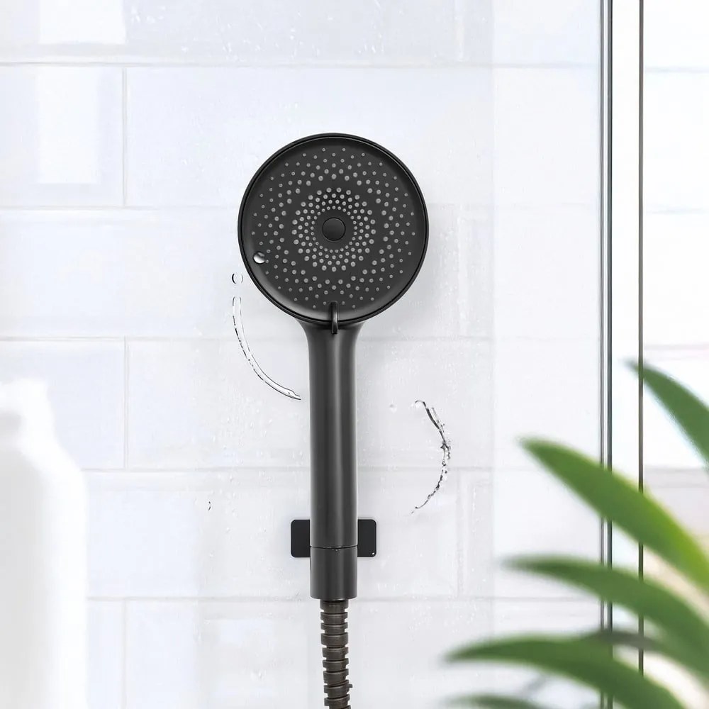 Матово черно пластмасова душ глава ø 12 cm Softwater – Wenko