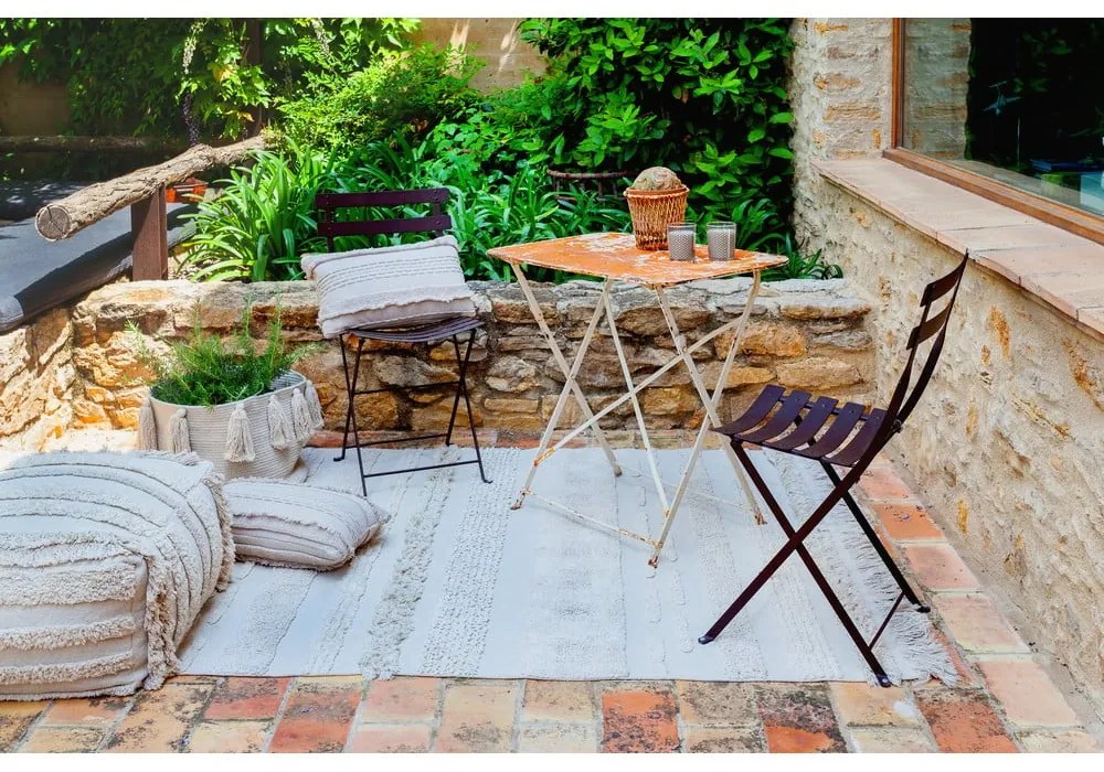 Светлосив и кремав ръчно изработен памучен килим подходящ за пране 140x200 cm Air Natural – Lorena Canals