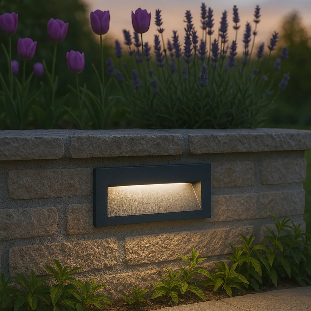 Модерна вградена стенна лампа черна 16 см вкл. LED IP65 - Mert