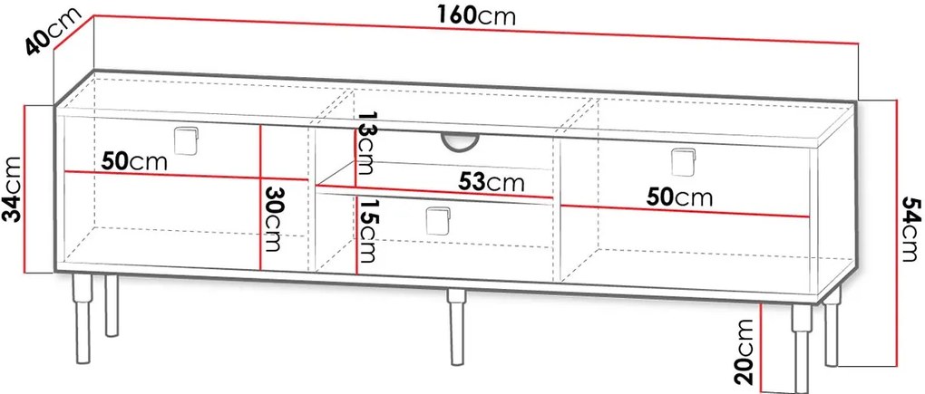 TV шкаф 2D1S Dorset-Leuko