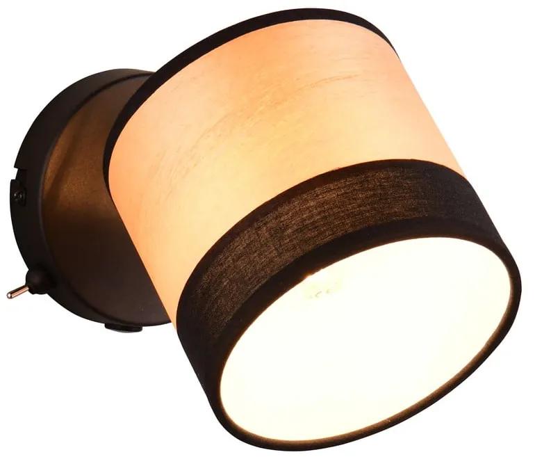Стенна лампа в черен и естествен цвят ø 12 cm Bolzano - Trio