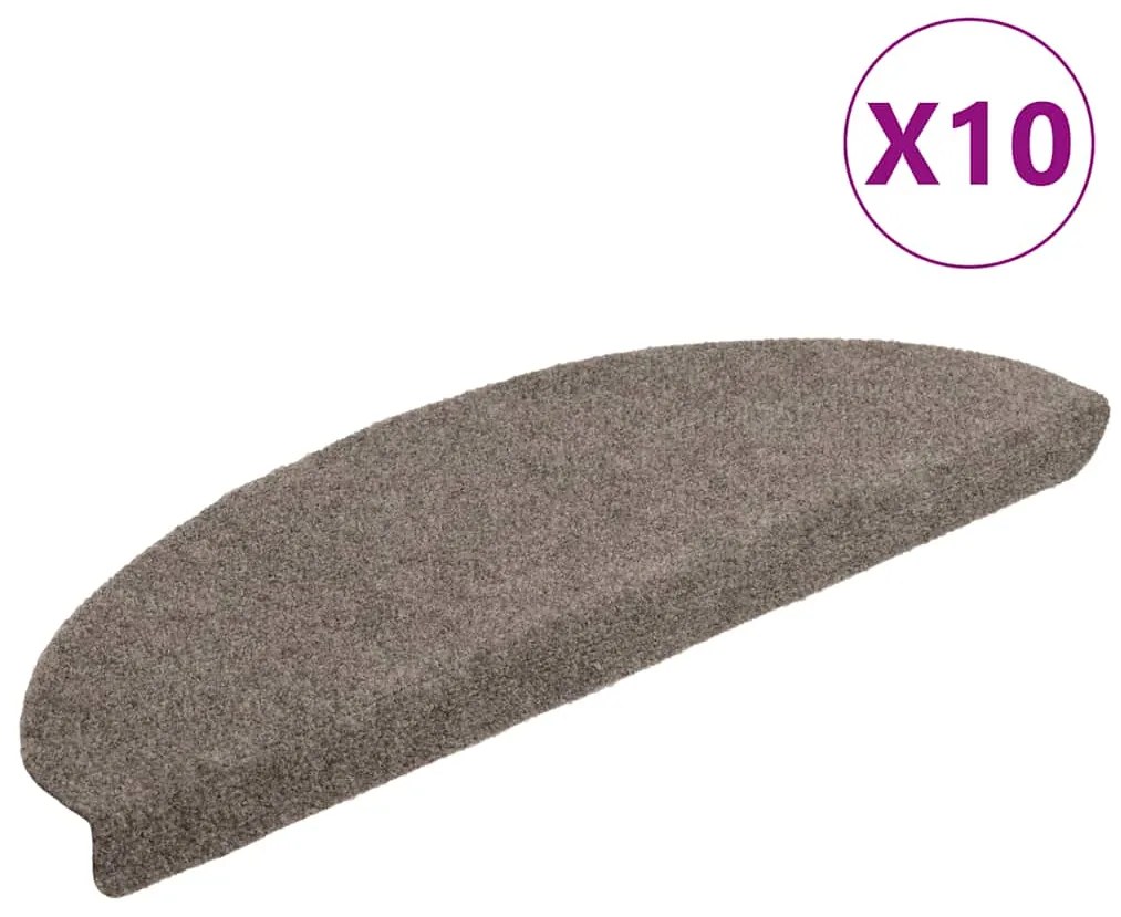 149717 vidaXL Изтривалки за стълби, самозалепващи се, 10 бр., 65x21x4 см, бежови, полукръгли, големи