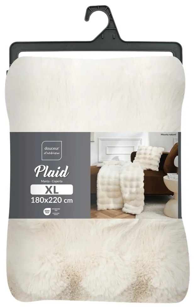 Кремаво одеяло от микроплюш 180x220 cm Mounty – douceur d'intérieur