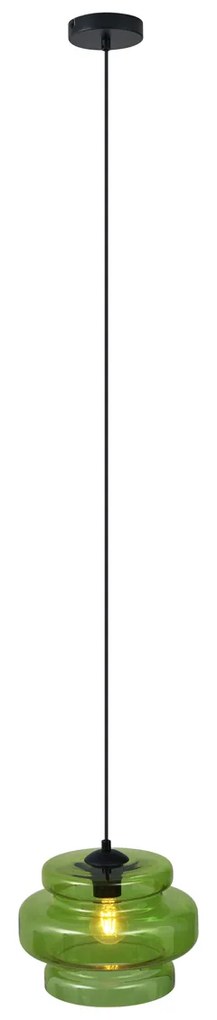 Ретро висяща лампа черна със зелено стъкло - Denise