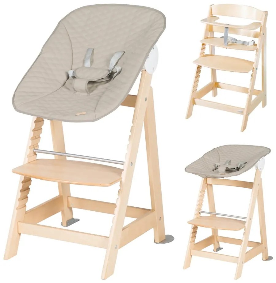 Стол за хранене в бежов и естествен цвят Born Up 2in1 Luxe – Roba