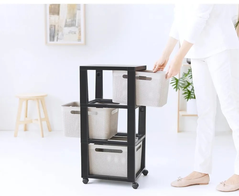 Черна/бежова пластмасова подвижна етажерка 30x77 cm Brisen - Rotho