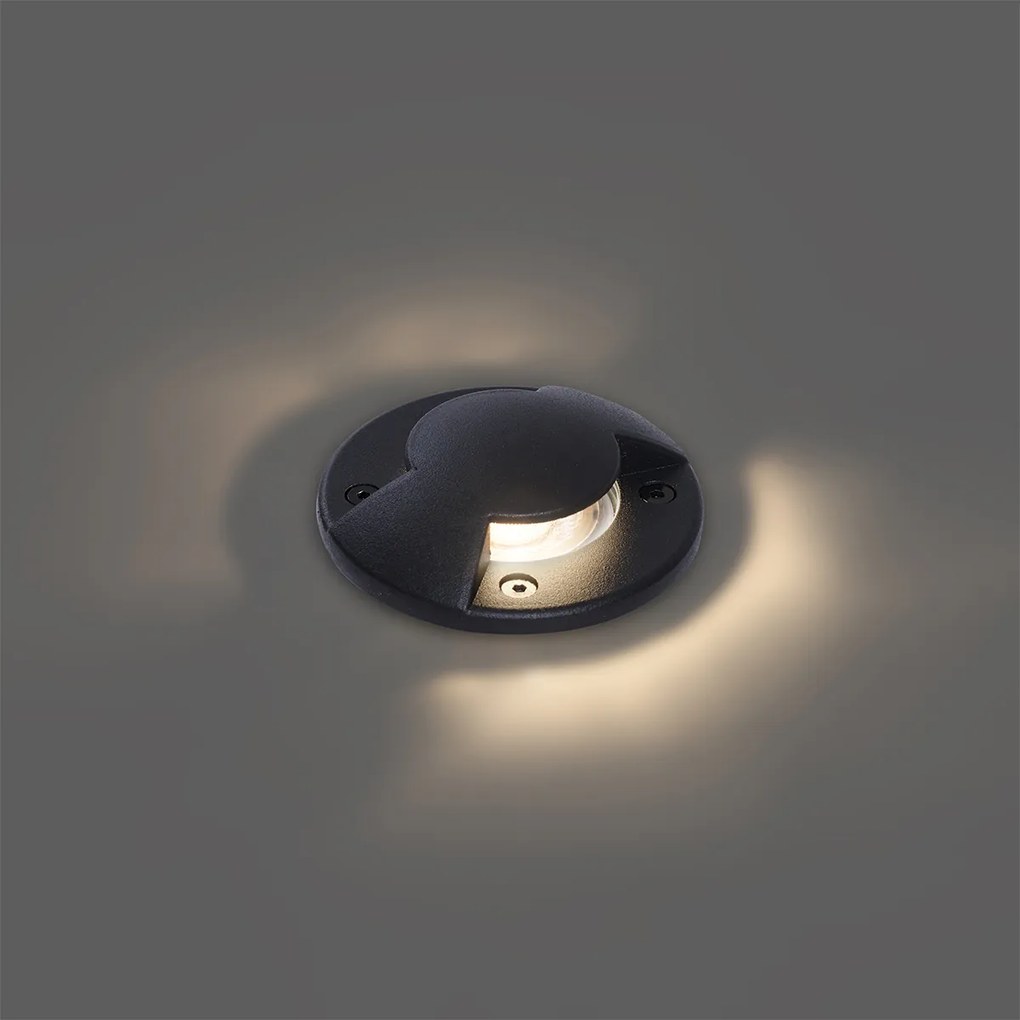 Модерно подово петно черно GU10 50mm 2-светлинен ефект IP65 - Cellar