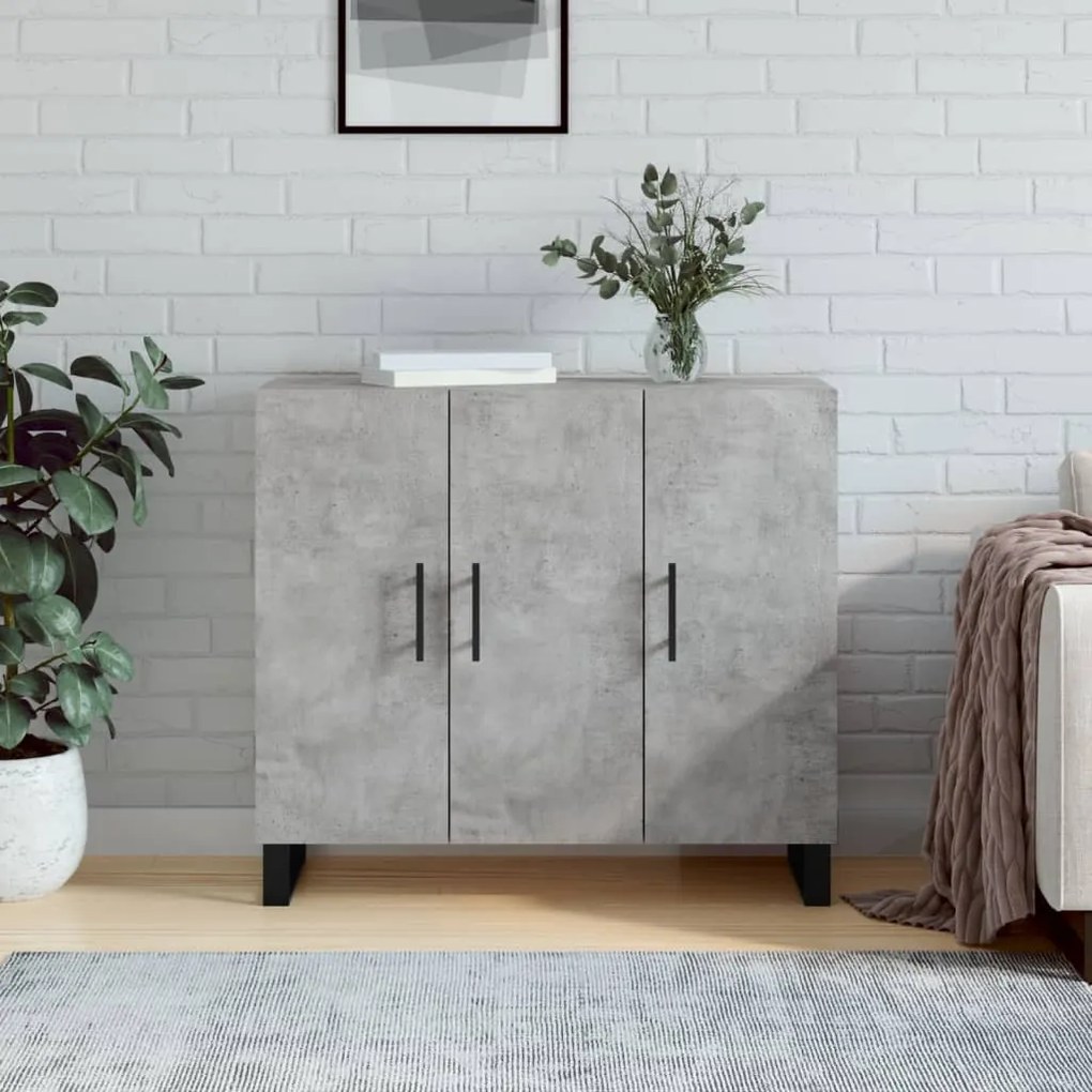 Sonata H Сайдборд, бетонно сив, 90x34x80 см, инженерно дърво
