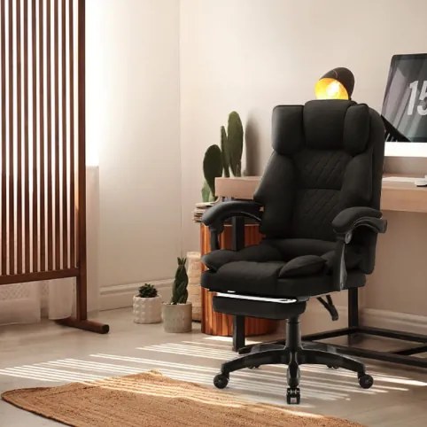 Ергономичен офис стол HC-1031 с поставка за крака - черен